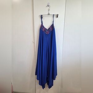 Blue Maxi Dress with Embroidered Detail